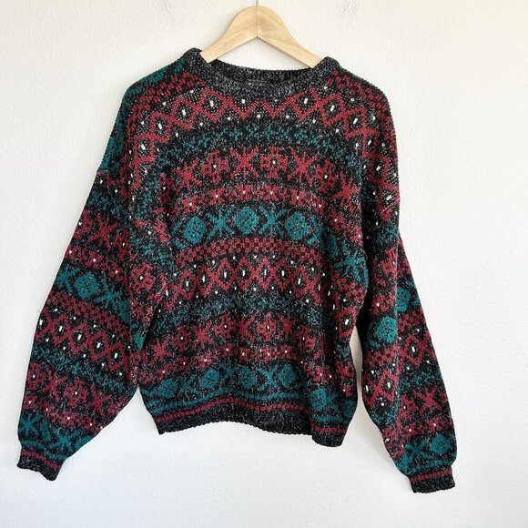 Vintage Sweater Graphix Sweater Grandpa Abstract Retro Acrylic Pullover - Picture 1 of 9
